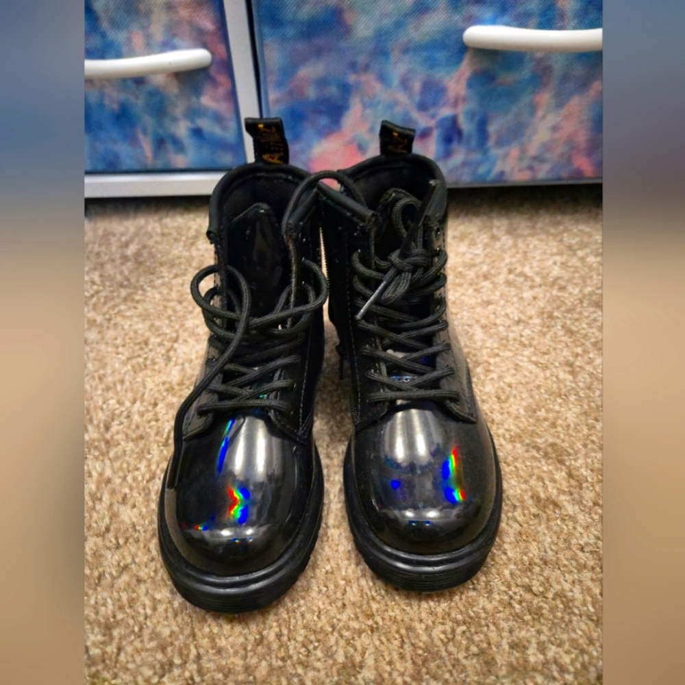 Kids Dr. Martens Black Patent Leather Boots
